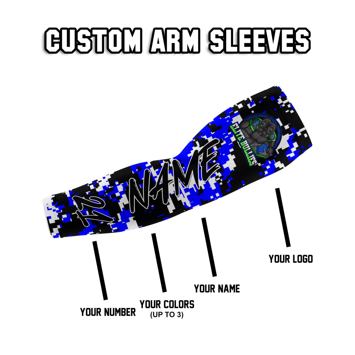 Digital Camo Arm Sleeve, Custom Arm Sleeve, Personalized Sports Gear, Camouflage Sleeve, Youth and Adult Sizes, Group Rates Available